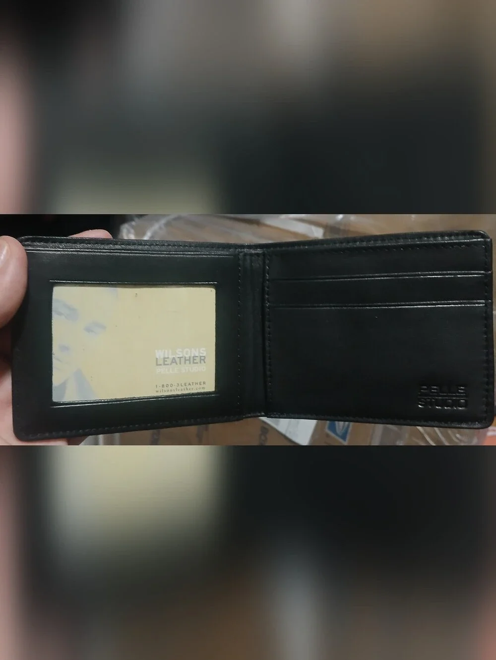NIB Wilsons Leather Black Slimfold  Wallet